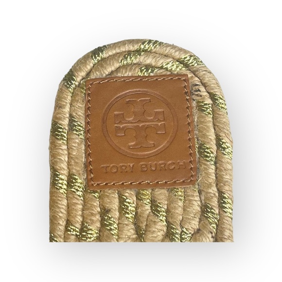 Tory Burch ✤ Two Band Flats Espadrilles Slides Jute Sandals ✤ Metallic Gold ✤ 8M - Picture 13 of 17